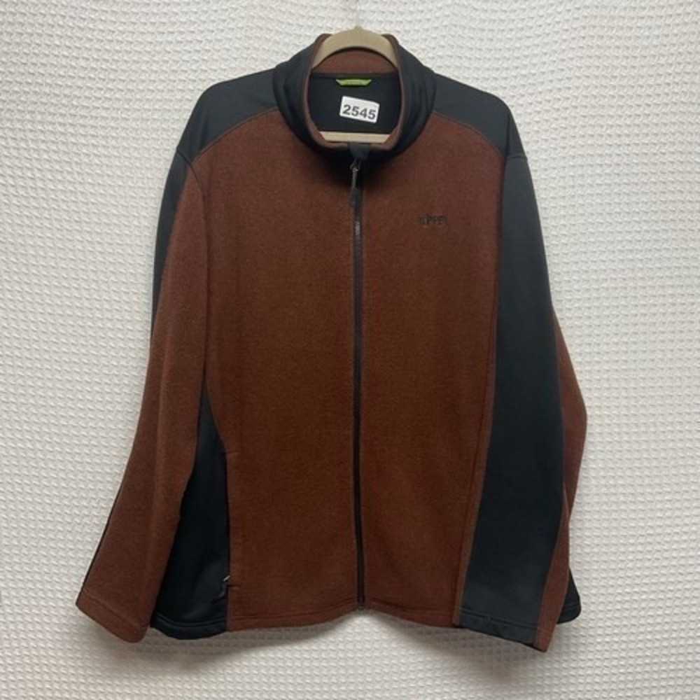 Koppen Brown/Black Pockets Full Zip Mock/Neck Fleece Jacket Men 2XL Vietnam
